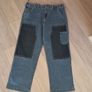 True Religion Relaxed Blue Jeans with Black Accents
